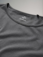 The Set Stripe,Black,Greys,White 7 Pack Long Sleeve Crew Neck T-Shirts - Image 9 of 10