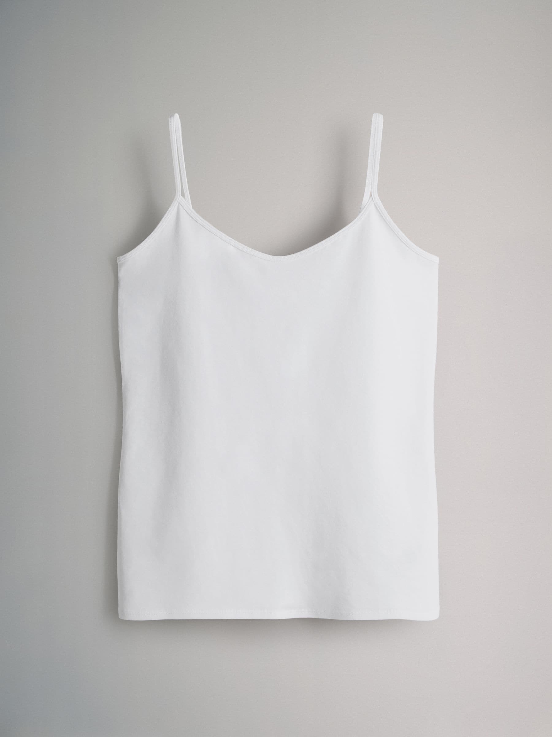Buy The Set 5 Pack Thin Strap Vest Tops Black/Grey/Stripe/Light