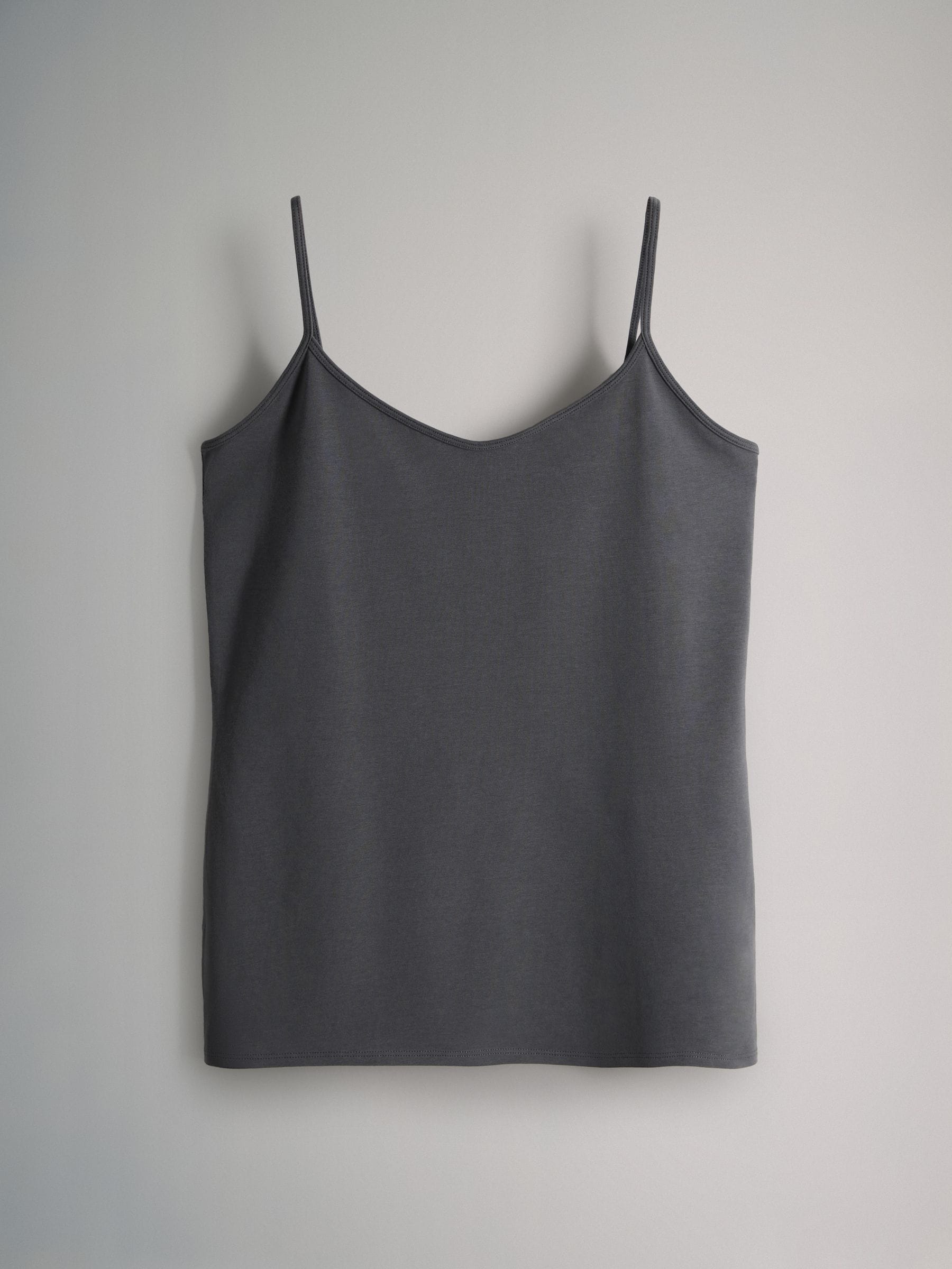 Buy The Set 5 Pack Thin Strap Vest Tops Black/Grey/Stripe/Light