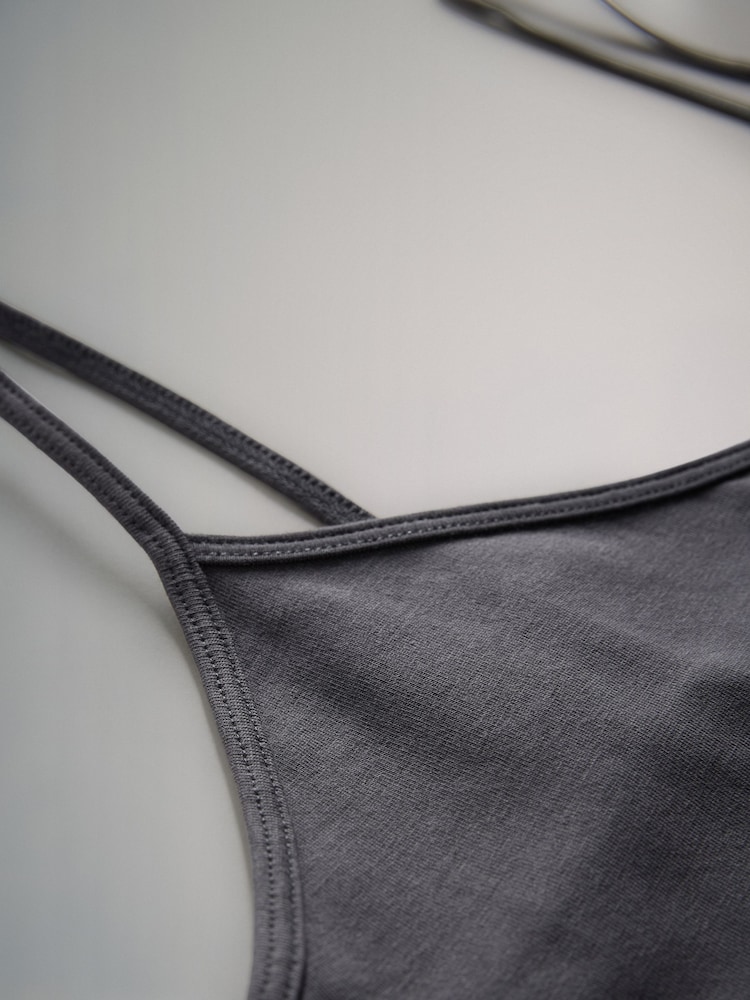 The Set Black/Grey/Stripe/Light Grey Marl/White 5 Pack Thin Strap Vest Tops - Image 8 of 8
