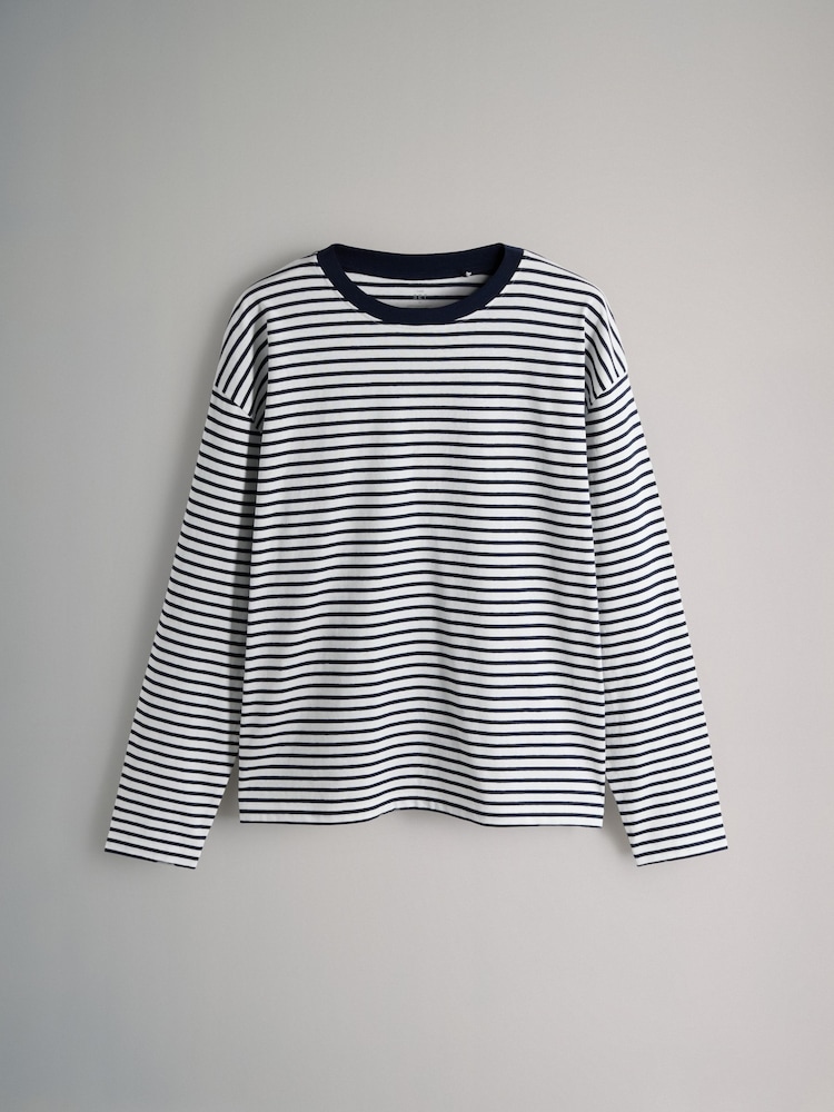 The Set Navy/White/Brown/Light Blue/Stripe 5 Pack Long Sleeve Relaxed T-Shirts - Image 2 of 8 The Set Navy/White/Brown/Light Blue/Stripe 5 Pack Long Sleeve Relaxed T-Shirts - Image 2 of 8