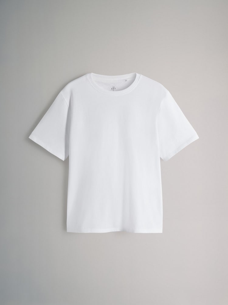 The Set Chocolate Brown/Stripe/Light Blue/White 4 Pack Short Sleeved Relaxed T-Shirts - Image 3 of 7