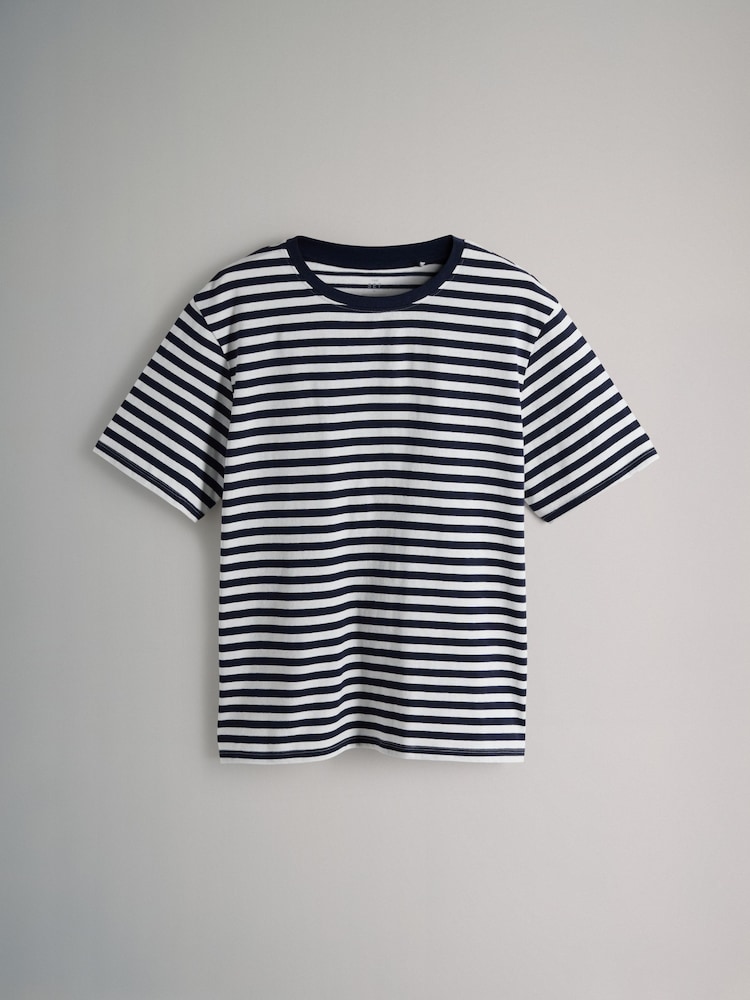 The Set Chocolate Brown/Stripe/Light Blue/White 4 Pack Short Sleeved Relaxed T-Shirts - Image 5 of 7