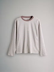 The Set Chocolate Brown/Berry/Mid Pink/Stripe/Cream 5 Pack Long Sleeved Relaxed T-Shirts - Image 3 of 8