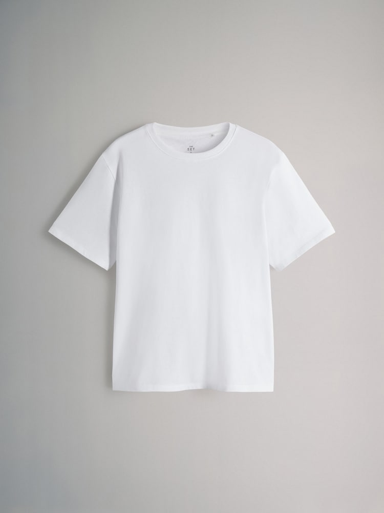 The Set White/Stripe/Khaki/Light Khaki 4 Pack Short Sleeved Relaxed T-Shirts - Image 2 of 7