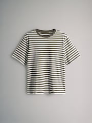 The Set White/Stripe/Khaki/Light Khaki 4 Pack Short Sleeved Relaxed T-Shirts - Image 5 of 7