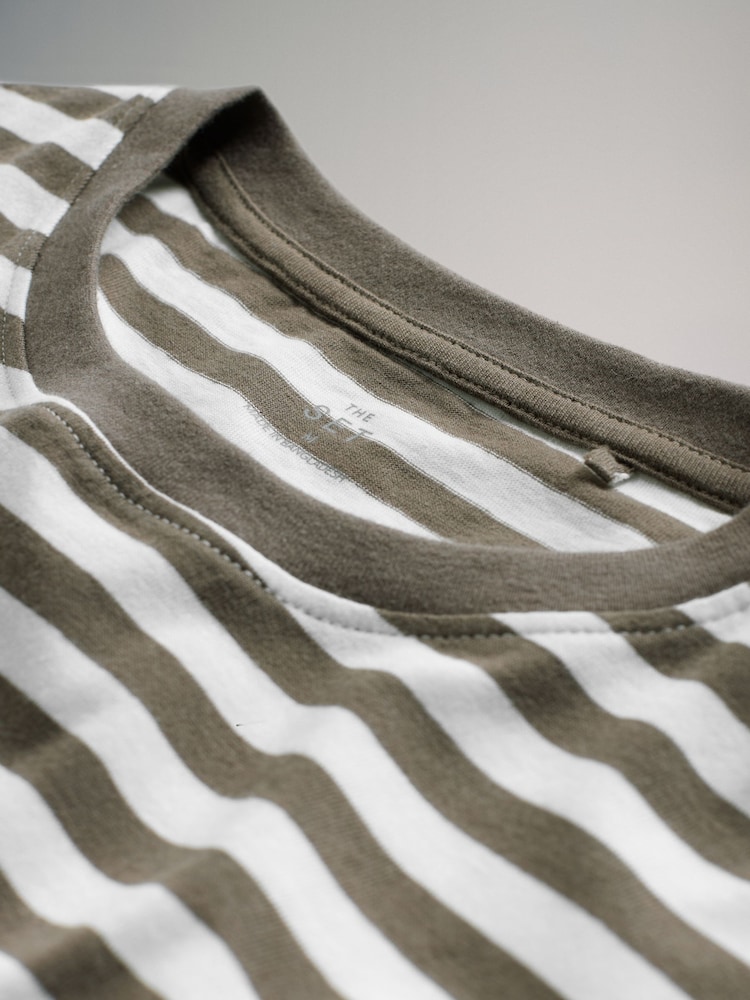 The Set White/Stripe/Khaki/Light Khaki 4 Pack Short Sleeved Relaxed T-Shirts - Image 7 of 7