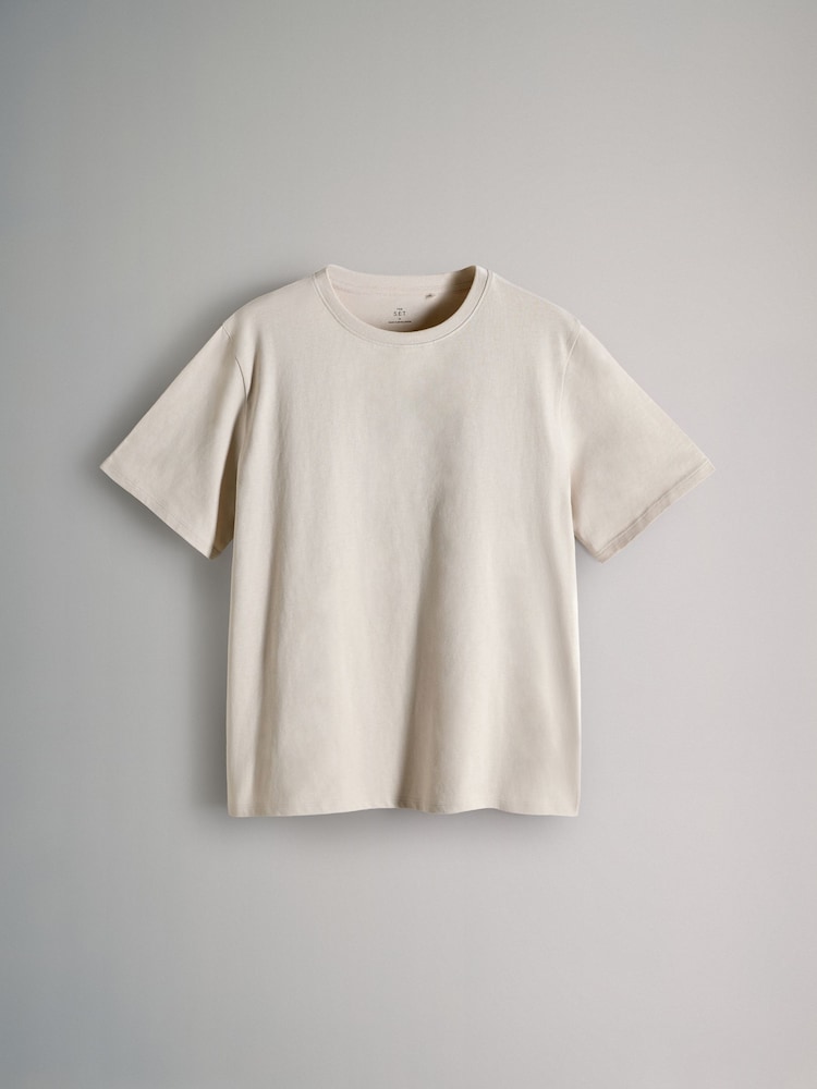 The Set Black/Dark Red/Warm Stone/Cream 4 Pack Relaxed Short Sleeve T-Shirts - Image 2 of 7