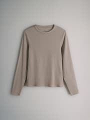 The Set Black/Chocolate Brown/Taupe Brown/Nude/White 5 Pack Long Sleeve Rib T-Shirts - Image 4 of 8