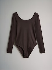 The Set Chocolate Brown/Navy Blue/Stripe 3 Pack Long Sleeve Scoop Neck Ribbed Bodysuits - Image 8 of 12