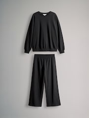 The Set Black 2 Pack Crew Neck Sweatshirt and Wide Leg Joggers - Image 1 of 5