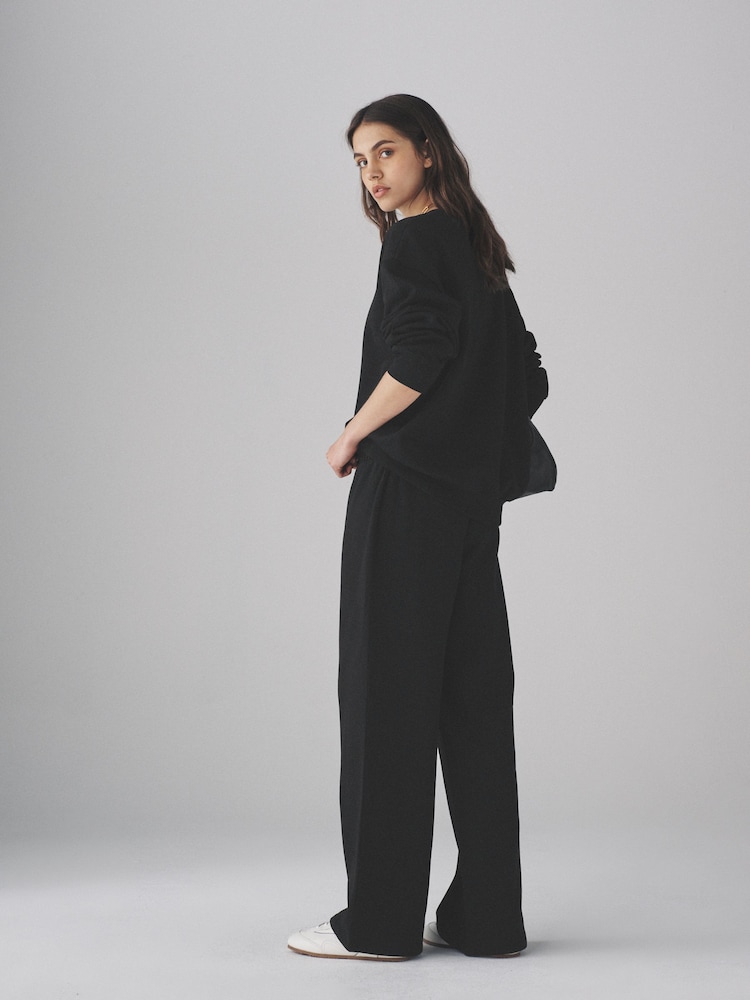 The Set Black 2 Pack Crew Neck Sweatshirt and Wide Leg Joggers Set - Image 2 of 8