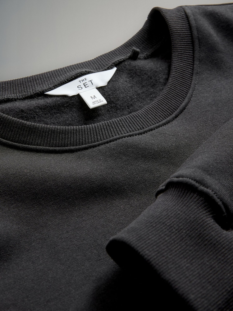The Set Black 2 Pack Crew Neck Sweatshirt and Wide Leg Joggers - Image 5 of 5