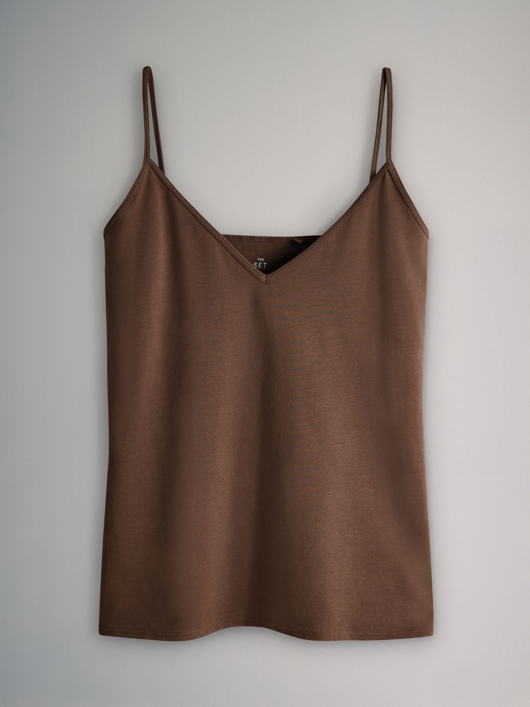 Buy The Set 5 Pack Essentials V-Neck Cami Tops Navy/Burgundy/Camel