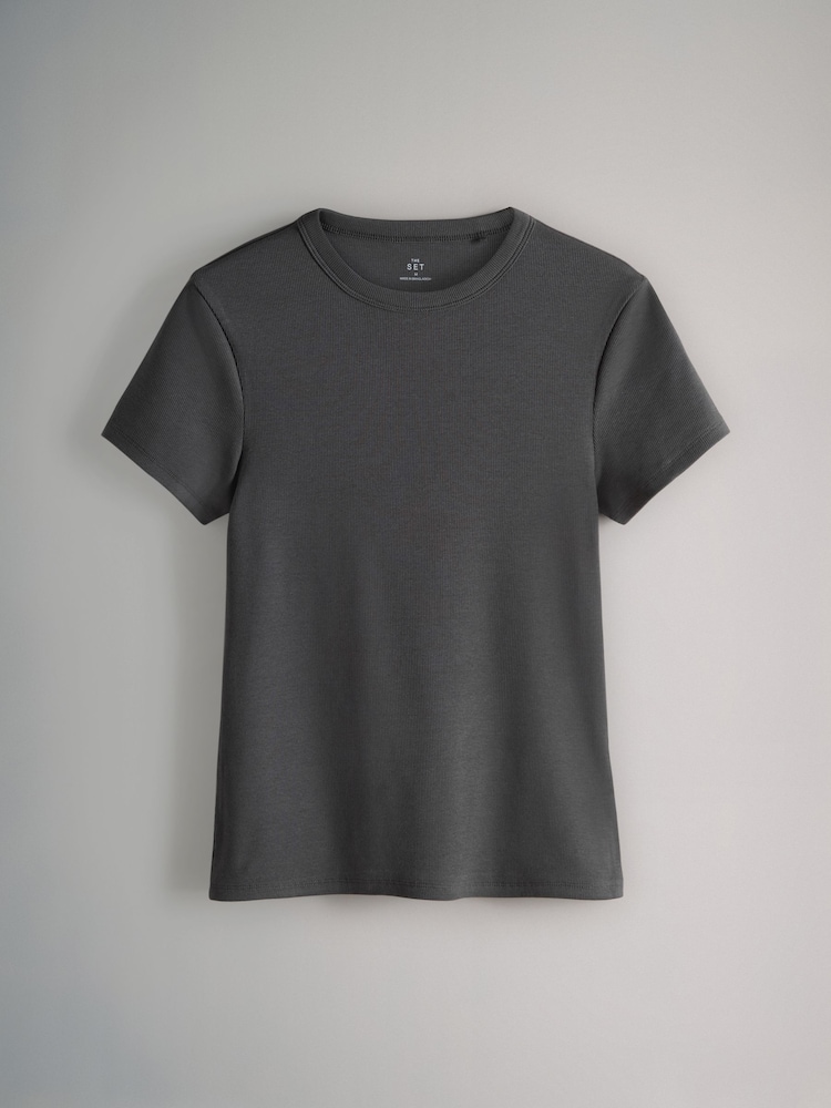 The Set Multi 5 Pack Short Sleeve Ribbed T-Shirts - Image 3 of 8