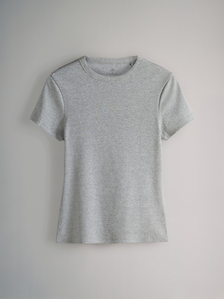 The Set Multi 5 Pack Short Sleeve Ribbed T-Shirts - Image 4 of 8