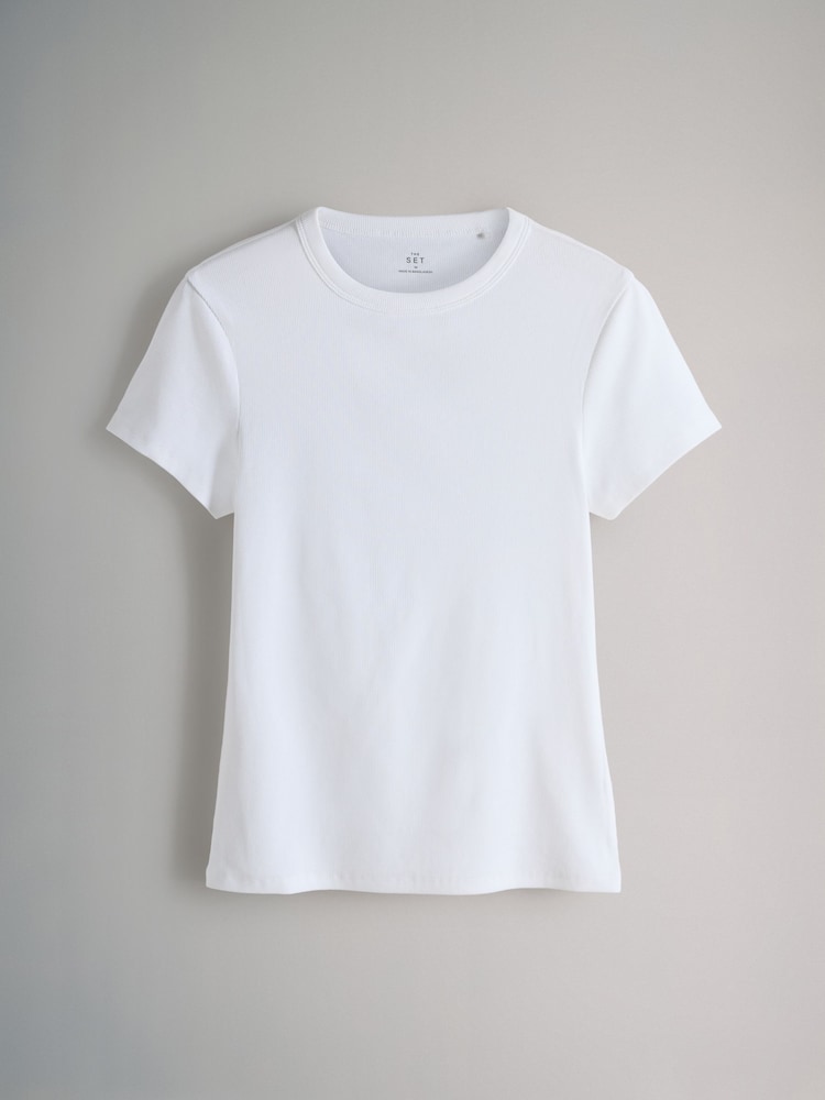 The Set Multi 5 Pack Short Sleeve Ribbed T-Shirts - Image 6 of 8