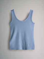 The Set Cream/Navy/Light Blue/Brown/Stripe 5 Pack Scoop Neck Ribbed Vests - Image 2 of 8
