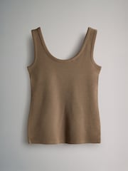 The Set Cream/Navy/Light Blue/Brown/Stripe 5 Pack Scoop Neck Ribbed Vests - Image 3 of 8