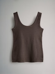 The Set Cream/Navy/Light Blue/Brown/Stripe 5 Pack Scoop Neck Ribbed Vests - Image 4 of 8