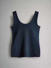 The Set Cream/Navy/Light Blue/Brown/Stripe 5 Pack Scoop Neck Ribbed Vests - Image 5 of 8