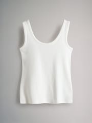 The Set Cream/Navy/Light Blue/Brown/Stripe 5 Pack Scoop Neck Ribbed Vests - Image 6 of 8