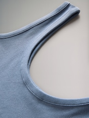 The Set Cream/Navy/Light Blue/Brown/Stripe 5 Pack Scoop Neck Ribbed Vests - Image 7 of 8