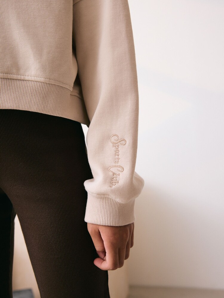 Neutral Zip Neck Sweatshirt (3-16yrs) - Image 4 of 4