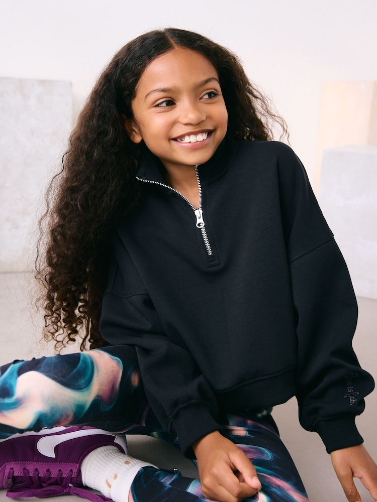 Black Zip Neck Sweatshirt (3-16yrs) - Image 1 of 9