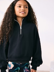 Black Zip Neck Sweatshirt (3-16yrs) - Image 4 of 9