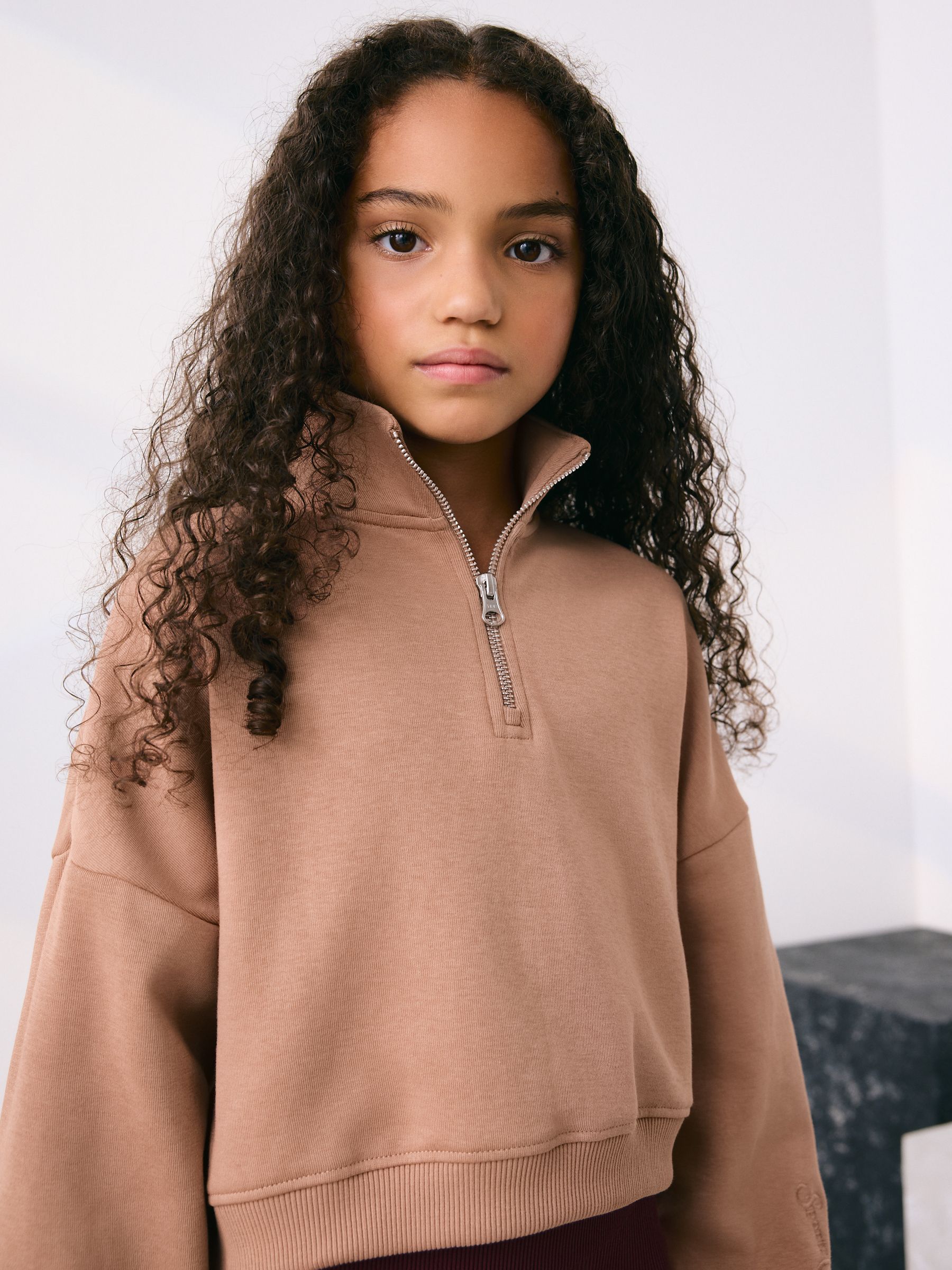 Buy Mocha Brown Zip Neck Sweatshirt (3-16yrs) from the Next UK