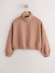 Mocha Brown Zip Neck Sweatshirt (3-16yrs) - Image 4 of 8