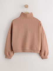 Mocha Brown Zip Neck Sweatshirt (3-16yrs) - Image 5 of 8