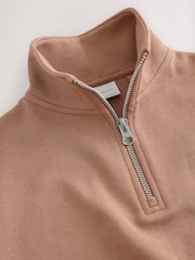 Mocha Brown Zip Neck Sweatshirt (3-16yrs) - Image 6 of 8