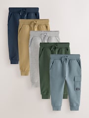 Black/Grey Marl/Tan Brown Skinny Fit Joggers 5 Pack (3mths-7yrs) - Image 1 of 9