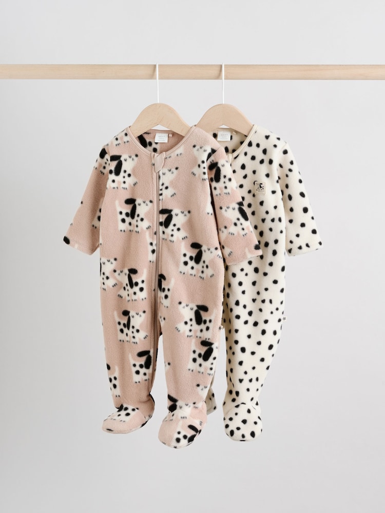 Neutral Baby Micro Fleece Two Way Zip Sleepsuits 2 Pack - Image 1 of 13