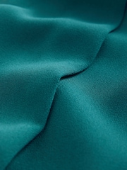Teal Blue Relaxed Fit Short Sleeve Overhead V-Neck Blouse - Image 5 of 6