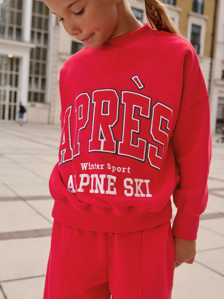 NEXT Ensemble Sweat + Jogging Large Fille – Rose Slogan Tendance, Confort Ultra-Doux 13 Ans