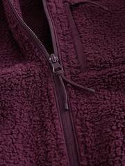 Burgundy Red Hooded Zip Borg Fleece Jacket (3-16yrs) - Image 4 of 4