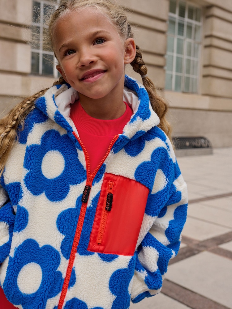 Blau-Weiß Blume - Kapuzenjacke aus Borg-Fleece mit Reißverschluss (3–16 J.) - Bild 2 von 9 Blau-Weiß Blume - Kapuzenjacke aus Borg-Fleece mit Reißverschluss (3–16 J.) - Bild 2 von 9