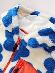 Blue/White Flower - Kapuzenjacke aus Borg-Fleece mit Reißverschluss (3–16 J.) - Bild 5 von 5