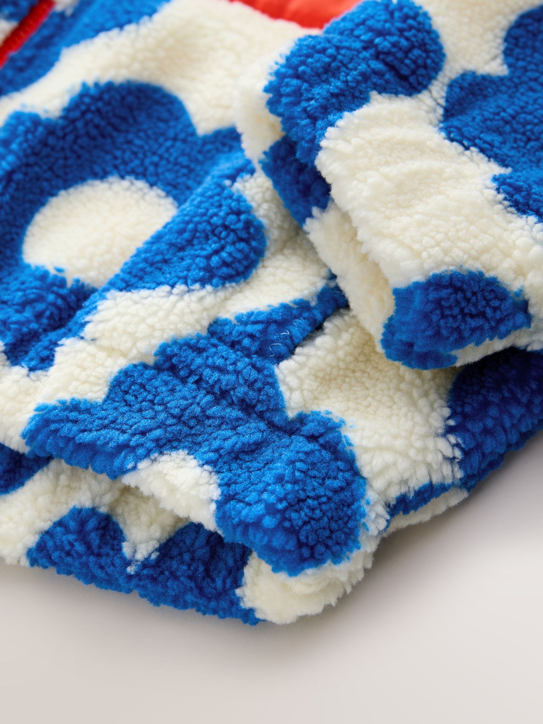 Buy Blue/White Flower Hooded Zip Borg Fleece Jacket (3-16yrs) from