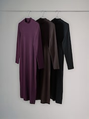 The Set Multi 3 Pack Long Sleeved Ribbed Roll Neck Dresses - Image 2 of 11