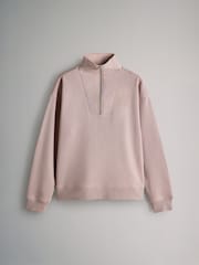 The Set Taupe Brown 2 Pack Half Zip Funnel Neck Sweatshirt and Wide Leg Joggers Set - Image 2 of 5