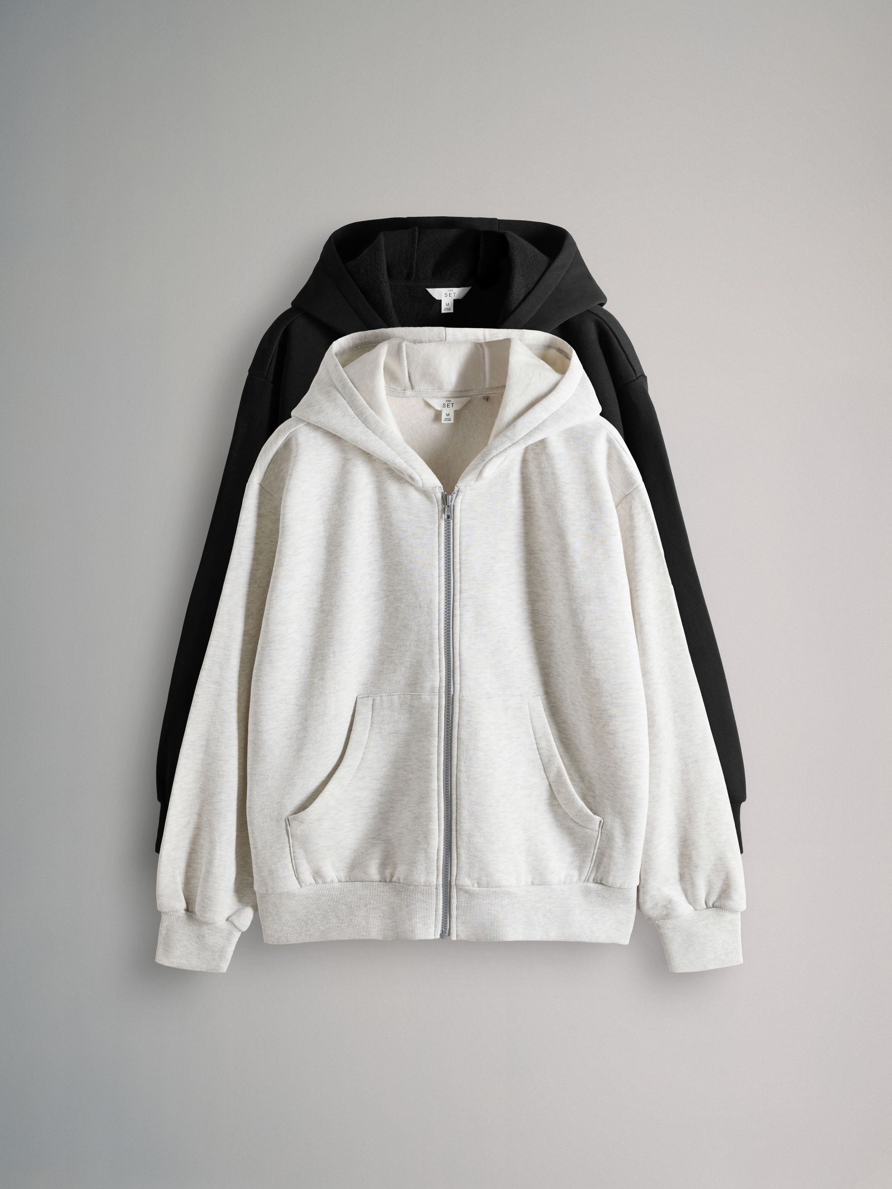 The Set Black/Grey Marl 2 Pack Zip Though Hoodies