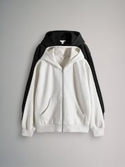 The Set Black/Grey Marl 2 Pack Zip Though Hoodies - Image 1 of 5