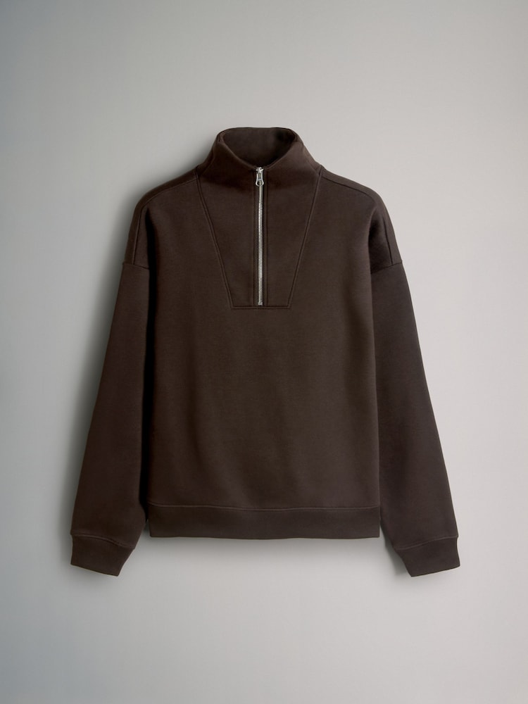 The Set Chocolate Brown/Wine Red Half Zip Funnel Neck Sweatshirts 2 Pack - Image 2 of 5 The Set Chocolate Brown/Wine Red Half Zip Funnel Neck Sweatshirts 2 Pack - Image 2 of 5