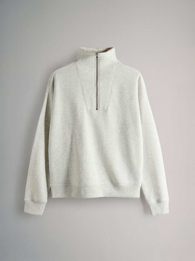 The Set Taupe Brown/Pink/Grey Marl 3 Pack Half Zip Funnel Neck Sweatshirts - Image 2 of 6