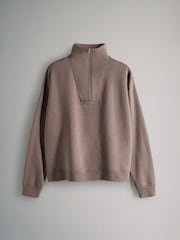The Set Taupe Brown/Pink/Grey Marl 3 Pack Half Zip Funnel Neck Sweatshirts - Image 4 of 6