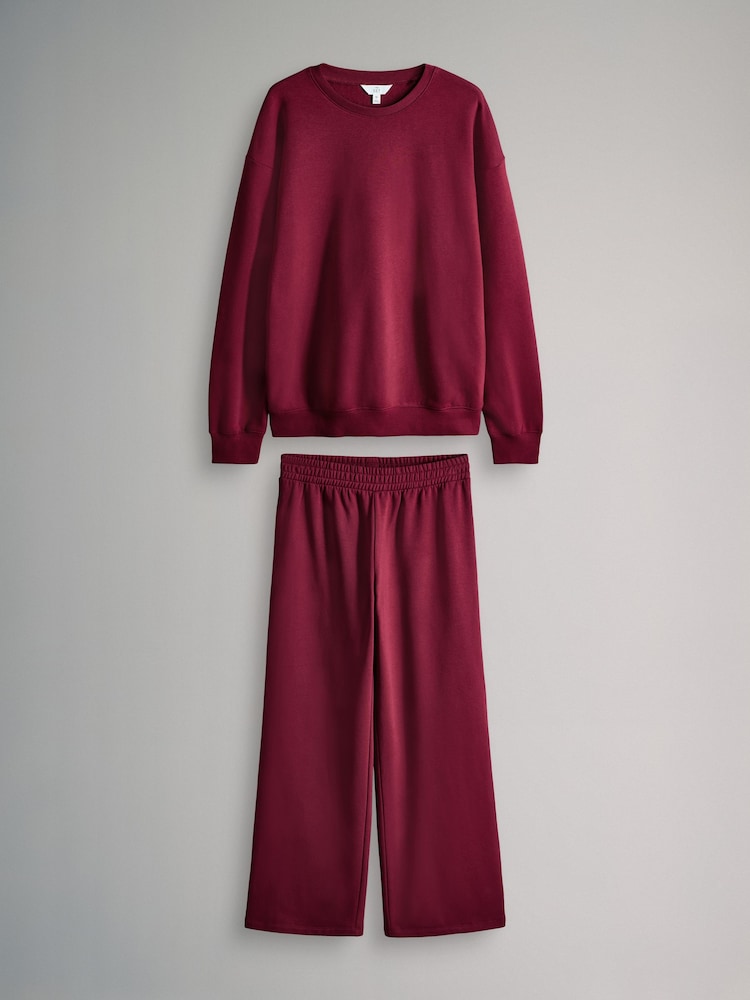 The Set Red 2 Pack Crew Neck Sweatshirts and Wide Leg Joggers Set - Image 1 of 5 The Set Red 2 Pack Crew Neck Sweatshirts and Wide Leg Joggers Set - Image 1 of 5